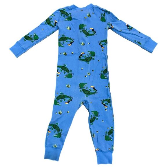 Hanna Andersson Blue Crocodile Kids 2T One Piece Full Zip Blue Green. - Picture 2 of 7
